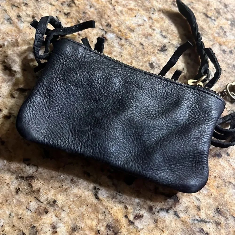 NEW Black Key Chain Wallet - Real Leather Coin Wallet with Keychain - Picture 4 of 4